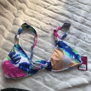 NWT SO Juniors Colorful Palm Print Bikini Top